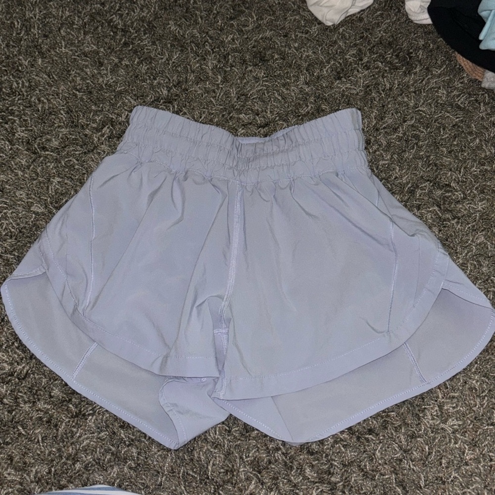 light blue lululemon high rise shorts 4 inch